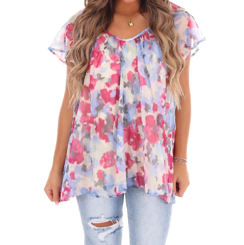 What About Us Floral Tunic Top In Pink