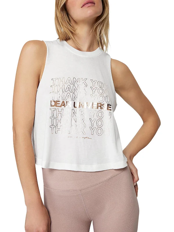 Womens Sleeveless Graphic Cropped